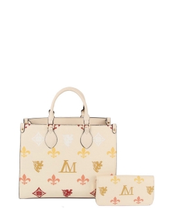 2in1 Fashion Tophandle Tote Bag LMP006-Z-1W BEIGE